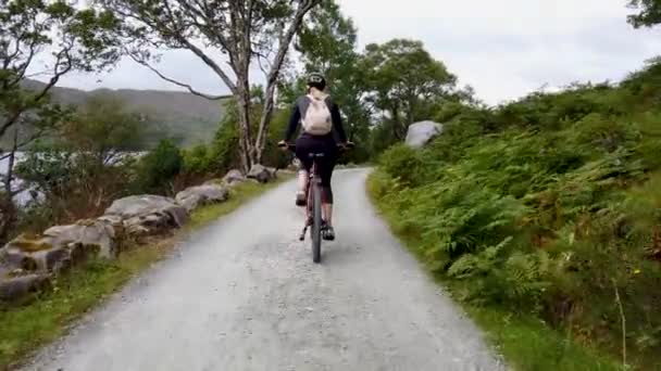 Beautiful Lady Cycling Her Mountain Bike County Donegal Ireland — Wideo stockowe