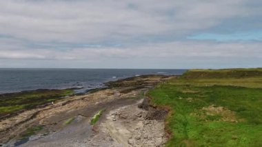 Aerial view of the historical Hut Site by Carrowhubbuck North Carrownedin close to Inishcrone, Enniscrone in County Sligo, Ireland