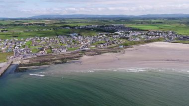 Aerial view of Inishcrone, Enniscrone in County Sligo, Ireland.