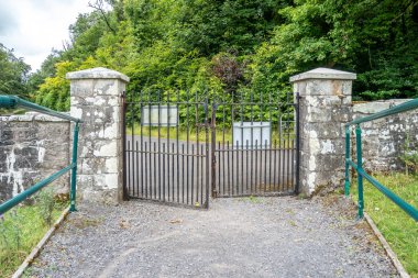 The gate to Monea Castle by Enniskillen, County Fermanagh, Northern Ireland.