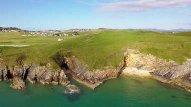 Aerial of the beautiful coast at Downings, County Donegal - Ireland.