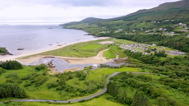 Aerial Mouth Fintragh River Fintra Beach Killybegs County Donegal Ireland — Wideo stockowe