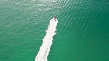 Aerial of jspeed boat driving on the Atlantic Ocean in Downings, County Donegal - Ireland.