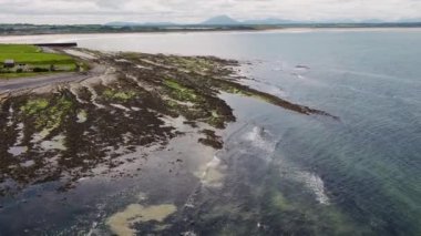 Aerial view of Storm beach by Carrowhubbuck North Carrownedin close to Inishcrone, Enniscrone in County Sligo, Ireland