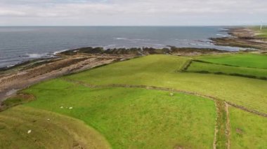 Aerial view of the historical Hut Site by Carrowhubbuck North Carrownedin close to Inishcrone, Enniscrone in County Sligo, Ireland