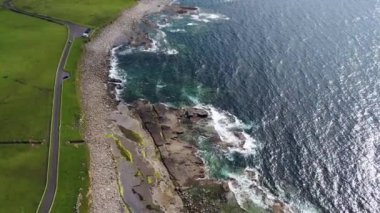 Aerial view of the coast at Downpatrick Head close to the Dun Briste sea stack at Downpatrick head, County Mayo - Republic of Ireland.