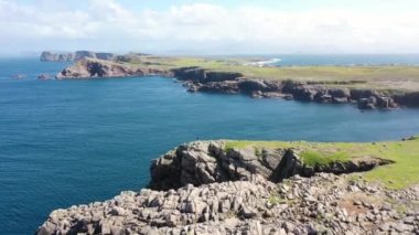 Aerial view of Ard Larthain and Mearnaid on Tory Island, County Donegal, Ireland.