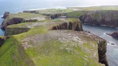 Aerial view of Balors Fort at Port Challa on Tory Island, County Donegal, Ireland.