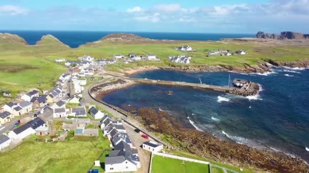 Aerial View Tory Island West Town Harbour County Donegal Republic — Stok video