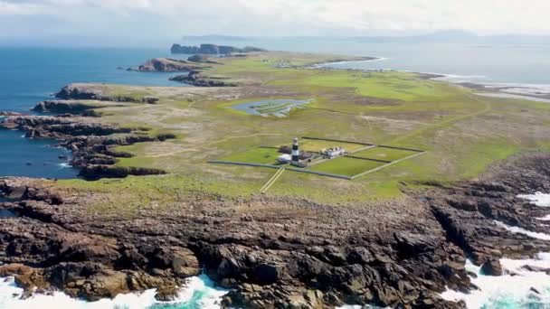 Aerial View Lighthouse Tory Island County Donegal Republic Ireland — Videoclip de stoc