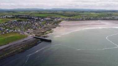 Aerial view of Inishcrone, Enniscrone in County Sligo, Ireland.