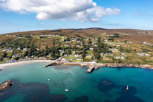 Aerial View Pier Leabgarrow Arranmore Island County Donegal Republic Ireland — Stockfoto