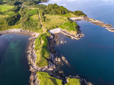 Aerial of Carntullagh Head by Killybegs in County Donegal - Republic of Ireland.