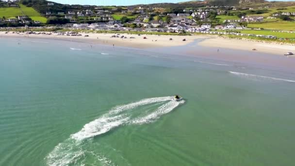Aerial Beautiful Beach Downings County Donegal Ireland — Stok video