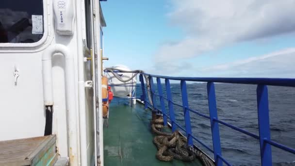 Magheraroarty County Donegal Ireland August 2022 Ferry Driving Rough Sea — Stock Video