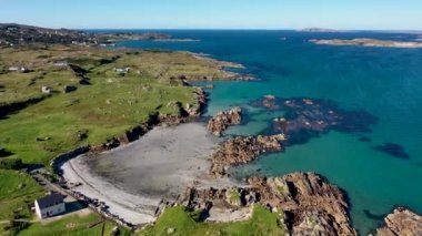 Aerial view of Clouhhcorr beach on Arranmore Island in County Donegal, Republic of Ireland.