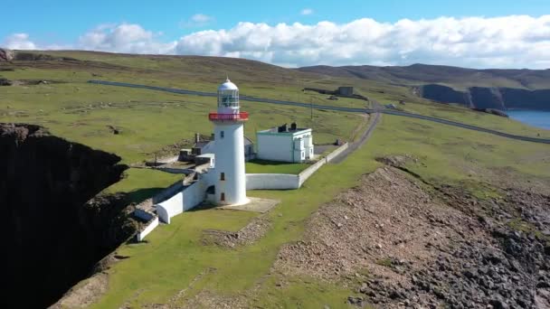 Vista Aérea Del Faro Isla Arranmore Condado Donegal Irlanda — Vídeo de stock