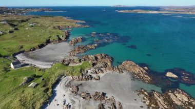 Aerial view of Clouhhcorr beach on Arranmore Island in County Donegal, Republic of Ireland.
