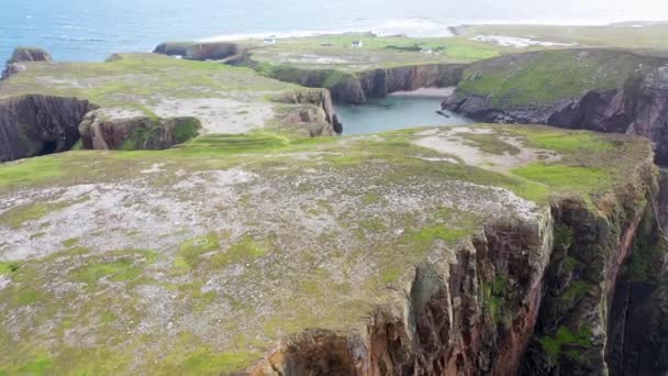 Aerial View Balors Fort Port Challa Tory Island County Donegal — Stok video