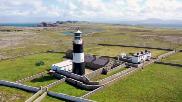 Aerial View Lighthouse Tory Island County Donegal Republic Ireland — Stockvideo