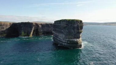 Aerial view of the Dun Briste sea stack at Downpatrick head, County Mayo - Republic of Ireland.