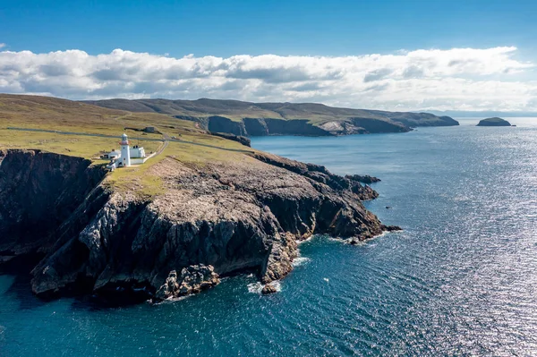 Αεροφωτογραφία Του Φάρου Στο Νησί Arranmore Στο County Donegal Ιρλανδία — Φωτογραφία Αρχείου