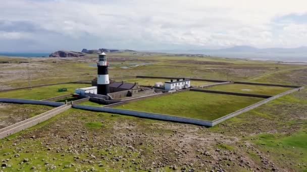 Aerial View Lighthouse Tory Island County Donegal Republic Ireland — Stockvideo