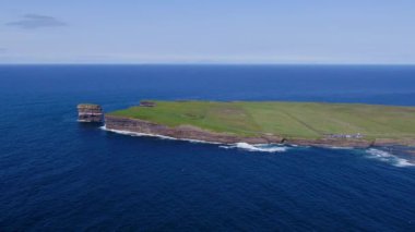 Aerial view of the Dun Briste sea stack at Downpatrick head, County Mayo - Republic of Ireland.