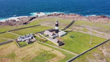 Aerial view of the Lighthouse on Tory Island, County Donegal, Republic of Ireland.