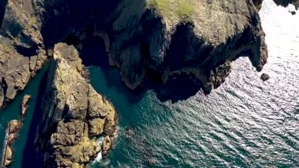 Vista Aérea Del Faro Isla Arranmore Condado Donegal Irlanda — Vídeos de Stock