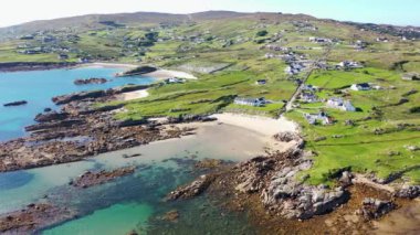 Aerial view of Clouhhcorr beach on Arranmore Island in County Donegal, Republic of Ireland.