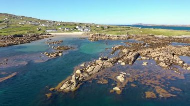 Aerial view of Clouhhcorr beach on Arranmore Island in County Donegal, Republic of Ireland.