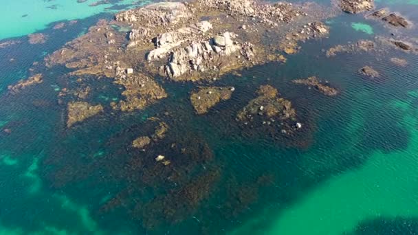 Vista Aérea Las Rocas Playa Cloughcorr Isla Arranmore Condado Donegal — Vídeos de Stock