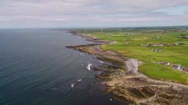Aerial view of Storm beach by Carrowhubbuck North Carrownedin close to Inishcrone, Enniscrone in County Sligo, Ireland