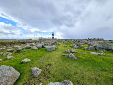 Tory Adası 'ndaki Deniz Feneri, Donegal İlçesi, İrlanda Cumhuriyeti.