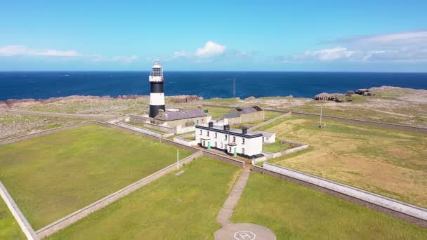 Aerial View Lighthouse Tory Island County Donegal Republic Ireland — Vídeos de Stock