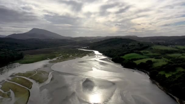 Vista Aérea Del Salt Marsh Ards Forest Park Condado Donegal — Vídeos de Stock