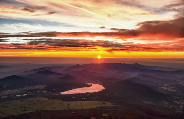 Soluppgång från fuji — Stockfoto