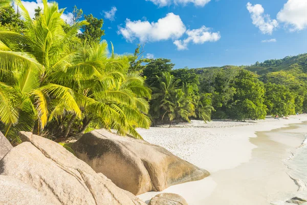 Krásná Slavná Pláž Anse Lazio Žulovými Balvany Ostrov Praslin Seychely — Stock fotografie