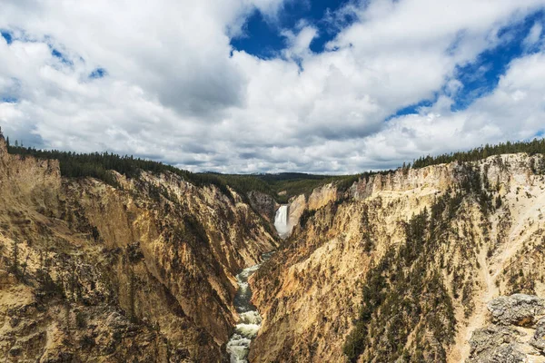 View Lower Falls Yellowstone Grand Canyon Seen Artist Point Yellowstone — Stock Photo, Image