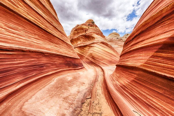 Wave Awesome Vivid Swirling Petrified Dune Sandstone Formation Coyote Buttes — Stock Photo, Image