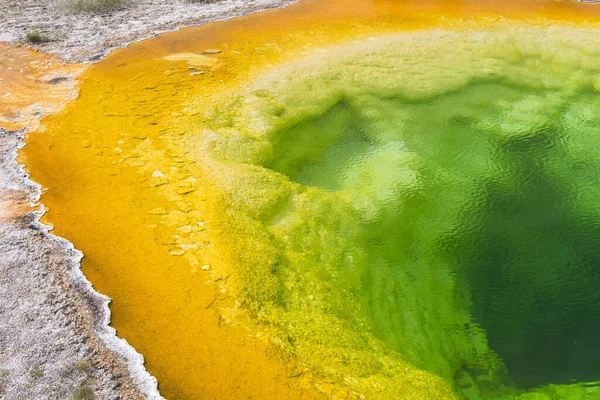 Photo Fatiguée Piscine Gloire Matin Haut Yellowstone National Park Wyoming — Photo