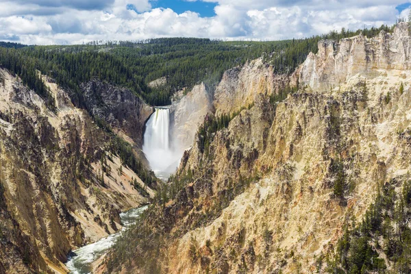 Visa Lower Falls Yellowstone Grand Canyon Sett Från Konstnären Punkt — Stockfoto