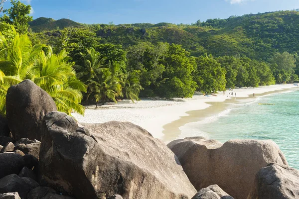 Krásné Slavné Pláž Anse Lazio Žulových Balvanů Ostrov Praslin Seychely — Stock fotografie