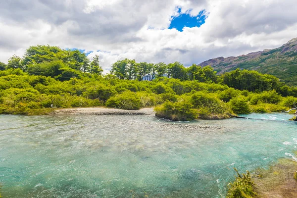 Fiume Turchese Sotto Ande Nel Parco Nazionale Della Patagonia Los — Foto Stock