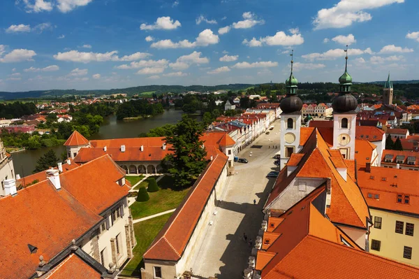 Aerial View Church Main Square Zachary Hradec Telc Czech Republic — Stock Photo, Image