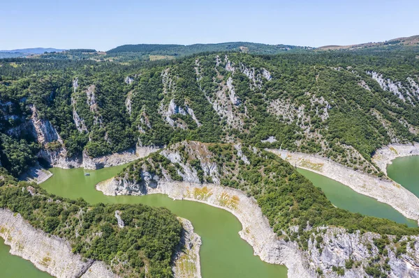 Courbes Médandres Rivière Uvac Partir Point Molitva Sommet Canyon Sud — Photo