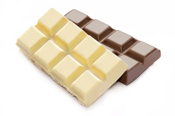 Barrette di cioccolato bianco e al latte — Foto Stock