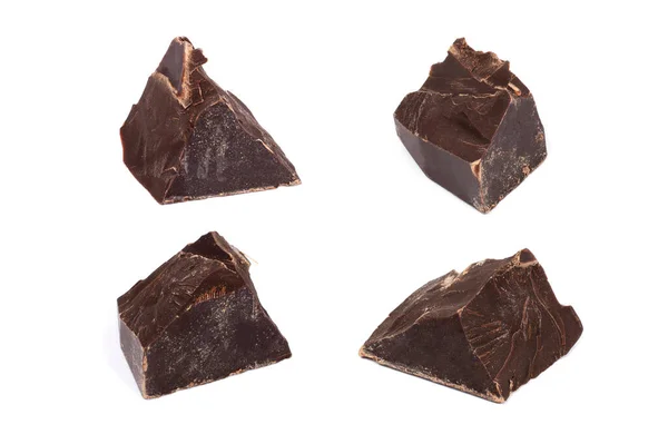 Зламані Шоколадні Шматочки Набір Ізольовані Білому — стокове фото