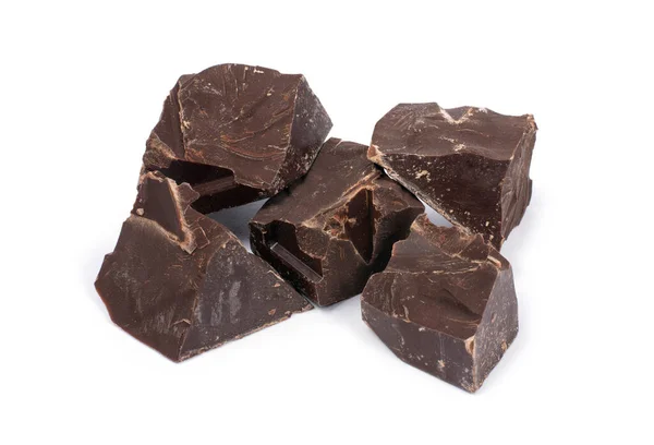 Trozos Chocolate Rotos Aislados Blanco —  Fotos de Stock